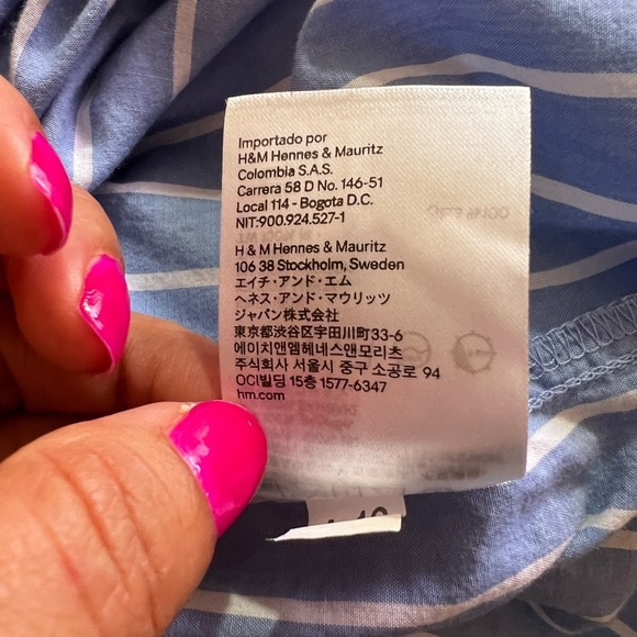 black and white striped flowy Round- neck blouse shirt with elasticsleeve 3/4‎ - Picture 14 of 15